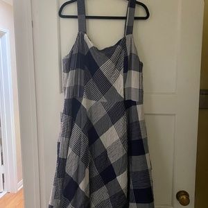 Taylor madras plaid sundress, navy.white, 22W